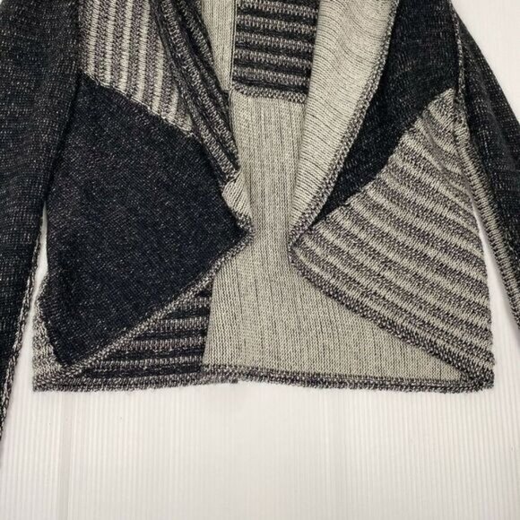 CAbi Women's Wool Blend Cardigan Sweater  Open Collared Gray Black Long Sleeve L - Picture 8 of 11